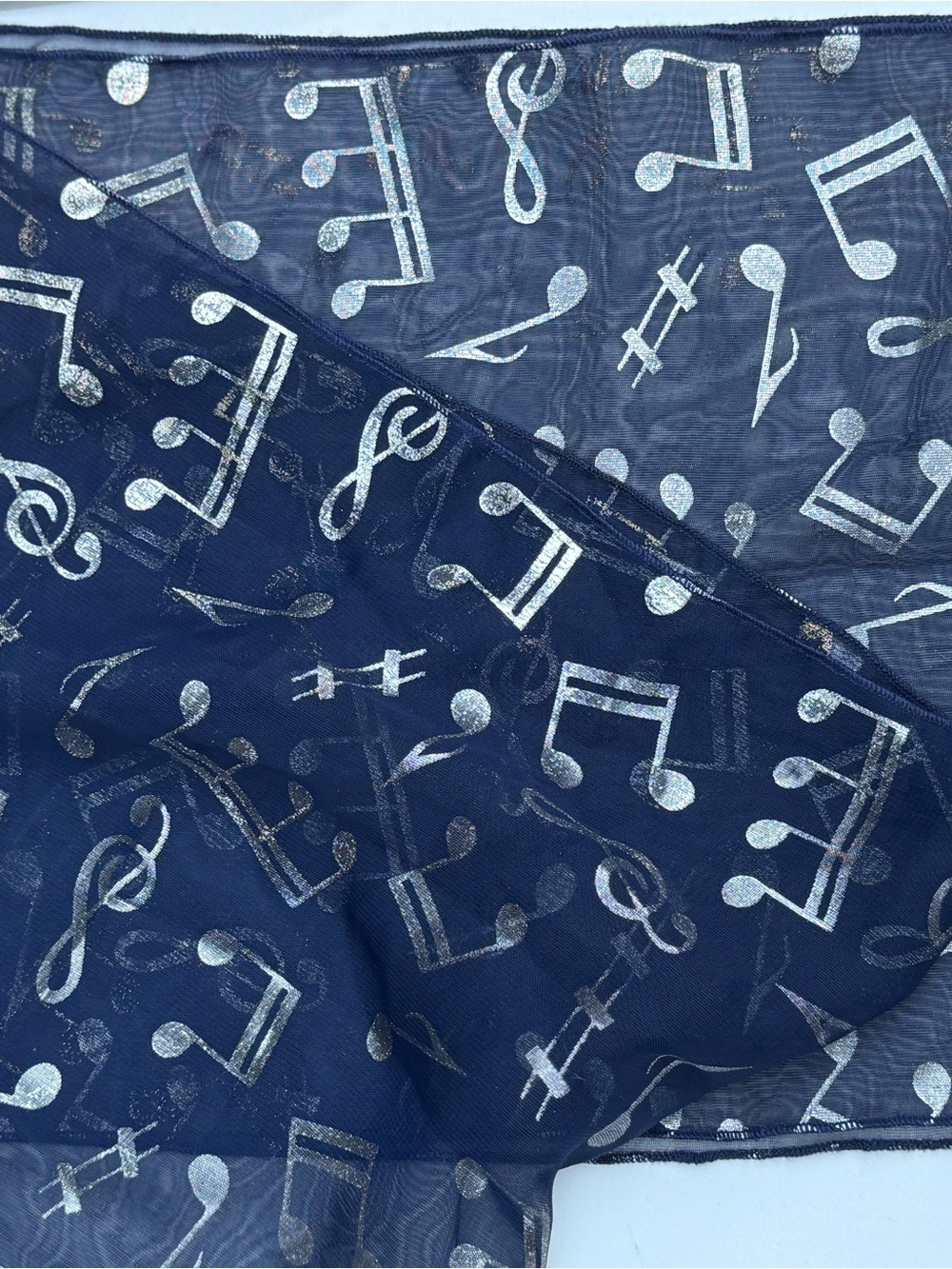 Navy Musical Notes Sheer Scarf